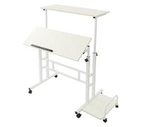 UHDUIG Bureau pliable multifonction réglable en hauteur avec six roues universelles pour chambre à coucher, salon, chambre d'enfant (blanc)