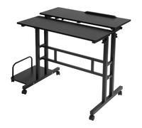 UHDUIG Bureau pliable multifonction réglable en hauteur avec six roues universelles pour chambre à coucher, salon, chambre d'enfant (noir)