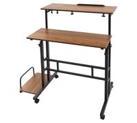 UHDUIG Bureau pliable multifonction réglable en hauteur avec six roues universelles pour chambre à coucher, salon, chambre d'enfant (noyer + blanc)
