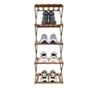 UHDUIG Étagère à chaussures en bambou pliable - Petit rangement à chaussures portable autoportant sans installation - Pour salon, chambre à coucher, garde-robe, véranda (marron, 5 niveaux)