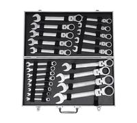 UHDUIG Lot de 22 clés à cliquet articulées de 6 à 32 mm avec boîte, clés mixtes portables pour conduites de frein avec fonction cliquet