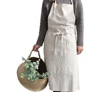 Uheim Tablier de cuisine en lin de qualité supérieure avec grande poche - 9 couleurs - Pour homme et femme - Style japonais - Pour chef, serveuse - Beige