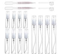 Uheltosly Lot de 12 flacons vaporisateurs en plastique transparent, 3ml/5ml/10ml Mini Bouteille de pulvérisation de Brume Fine Bouteilles avec Tête de pressage 2 pcs et 2 Pipettes