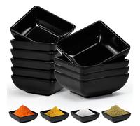 UHETLET 10pcs Bols à Sauce Soja en Mélamine a5 Noir 7.3 * 7.3 * 3cm Bol à Trempette Mini Coupelle Aperitif, Empilables et Lavables Lave-Vaisselle, pour Restaurants Bars