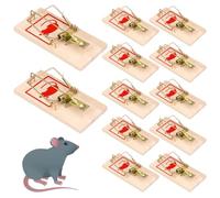 UHETLET 12 PCS Piège à Souris en Bois Naturel et Fil d'acier- Lot de 12 Dimensions 9.8x5x0.6cm - Solution Hygiénique pour Cuisine, Bureau, Jardin