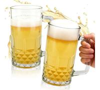 UHETLET 2 Chopes Verres À Bière, 500 Ml Sodocalcique Sans Plomb Chopes À Bière Anse Ergonomique Utilisation Polyvalente Pour Fêtes Bars Restaurants Et Festivals De La Bière