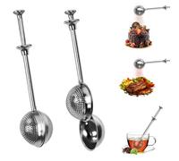 UHETLET 2 Pièces Infuseurs à Thé, 304 Inoxydable Filtre à Thé Passoire à Thé Inox avec Poignée Longue pinces à thé Fine Maille Boule a The Tamis à farine pour Thé en Vrac & épices,Tasse Théière
