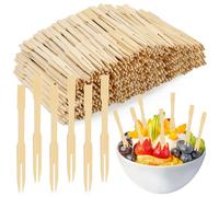 UHETLET 400 PCS Fourchette Bambou Cuisine Petite Fourchette Apéritif Fourchette Olivier Fourchette Bambou Salade Pour Gâteaux, Desserts, Apéritifs, Fruits