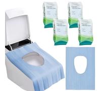 UHETLET 40PCS Housses de Siège de Toilette Jetables Protege Toilette Jetable Protège Cuvette WC Jetable Tapis de Toilette Jetable en Papier Biodegradable pour Toilettes Publiques Emballage Individuel