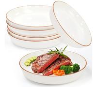 UHETLET Assiettes À Petit-Déjeuner Assiettes Pour Enfants Avec Rebord Lavables Au Lave-Vaisselle Plates Service De Table Blanc Fabriquées En Porcelaine Pour Servir Plates 6 Personnes