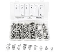 UHETLET Assortiment de 170 graisseurs - M6 M8 M10 - Coudés droits - 45 °90 °180 ° - En fer nickelé