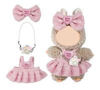 UHETLET Lot de 3 vêtements de poupée en peluche de 17 cm - Accessoires pour poupée - Nœud - Pendentif appareil photo - Mini poupée en peluche - Vêtements en peluche pour filles - Pour mini poupées de