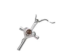 UHEWEIDOR Collier avec pendentif en forme de croix avec inscription « I Love You » en 100 langues, 1, Métal, Pas de gemme