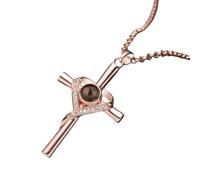 UHEWEIDOR Collier avec pendentif en forme de croix avec inscription « I Love You » en 100 langues, 1, Métal, Pas de gemme