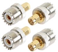 UHF Femelle à Adaptateur Mâle SMA Connecteur Coaxial RF SO239 (PL259) Adaptateur Portatif à Antenne PL-259 Convertisseur Radio Bidirectionnel (4 Pack)