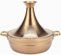 UHGFIMP Marmite à tajine Marocaine, ustensiles de Cuisine à tajine avec Couvercle fermé en Forme de cône, cocotte à ragoût, mijoteuse pour cuisinière à gaz à Induction,32cm,A
