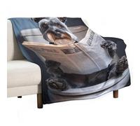 UHHYFVN Art de salle de bain Art miniature Schnauzer Art _ Décoration amusante de salle de bain _ Chien dans les toilettes _ Animal dans les toilettes _ Petshop Art_ Dog Art_ -1_1 Couvertures douces