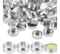 Uhidka 1 Lot de Pots à Bougies Vides, Boîtes à Bougies avec Mèches de Bougie en Coton, Pots à Bougies Ronds Vides en Aluminium, pour Bougies en Cire à Faire Soi-Même