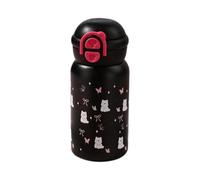 Uhidka Bouteille d'eau pour Enfant en Acier Inoxydable avec Paille 500 ML, Joli Gobelet Kawaii pour Chaudes ou Froides, Adorable Mug de Voyage, Bouteille Isolée sous Vide, Noir
