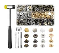 Uhidka Craft Snaps 120 SETS BOUTONS SNAP METAL, Kit de Fixation en Cuir de 15 mm avec Outil de Fixation de 5 Pièces Ensemble en 6 Couleurs