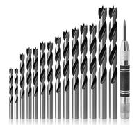 Uhidka Double Flued Fluted 14pcs Bit Bit en Bois avec Punch Central Conçu pour les Charpentiers et Toutes les Variétés de Bois de Type