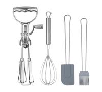 Uhidka Ensemble de Batteurs D'Oeufs Rotatifs avec Rotation Manuelle, Comprend Une Brosse et Une Spatule en Silicone, Un Fouet à Double Tête, Un Mélangeur Compatible