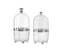 Uhidka Lot de 2 supports de pinceaux de maquillage avec couvercle rotatif à 360° Transparent Anti-poussière Pour coiffeuse Bureau Environ 12 x 25 cm - A