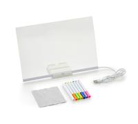 Uhidka Panneau en Acrylique avec Message Réinscriptible pour Enfants, DIY, Tableau de Dessin avec 7 Crayons de Couleur, 20 * 20 cm