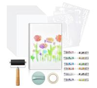 Uhidka Pour L'Art Mixte des Médias, la Fabrication de Cartes-5x7 Plaque D'Impression en Gel Kit-Acrylique Peinture, Papiers et Outils-Beeginner et Classe D'Art