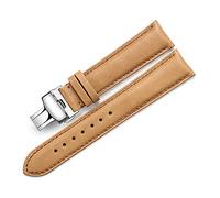 uHLANQC Bracelets de Montre pour Hommes, 18mm 19mm 20mm 21mm 22mm Marron Clair Bracelet de Montre Vintage Bracelet en Cuir Bracelet de Montre(Silver D Buckle,21mm)