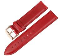 uHLANQC Bracelets de Montre pour Hommes, Bracelet de Montre en Cuir Noir avec Fermoir en Or Rose, 12mm 20mm(Red RG,17mm)