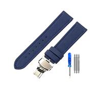uHLANQC Bracelets de Montre pour Hommes, Bracelet de Montre en Nylon épais 18/19/20/21/22/23/24mm, Boucle ardillon, Anti-Transpiration, respectueux de la Peau, for Montre à Quartz(Blue Silver b,22mm)