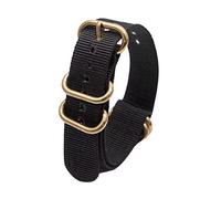uHLANQC Bracelets de Montre pour Hommes, Bracelet de Montre Respirant en Nylon tissé Militaire NATO, Boucle d'anneau en Or 18/20/22/24mm for Montre à Quartz(Black,18mm)