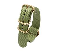 uHLANQC Bracelets de Montre pour Hommes, Bracelet de Montre Respirant en Nylon tissé Militaire NATO, Boucle d'anneau en Or 18/20/22/24mm for Montre à Quartz(Green,24mm)