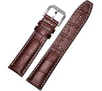 uHLANQC Bracelets de Montre pour Hommes, Raccords de Bracelet de Montre en Cuir de Veau Italien, Boucle Pliante for Hommes 20 22Mm(Brown White Silver,22mm NO Clasp)