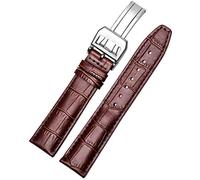 uHLANQC Bracelets de Montre pour Hommes, Raccords de Bracelet de Montre en Cuir de Veau Italien, Boucle Pliante for Hommes 20 22Mm(Brown Silver 1,22mm NO Clasp)