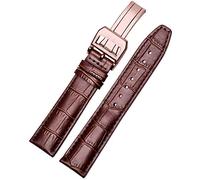 uHLANQC Bracelets de Montre pour Hommes, Raccords de Bracelet de Montre en Cuir de Veau Italien, Boucle Pliante for Hommes 20 22Mm(Brown Rosegold 1,20mm NO Clasp)