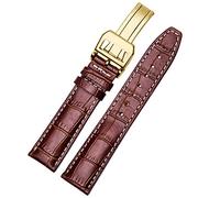 uHLANQC Bracelets de Montre pour Hommes, Raccords de Bracelet de Montre en Cuir de Veau Italien, Boucle Pliante for Hommes 20 22Mm(Brown Gold 2,20mm NO Clasp)