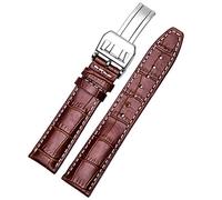 uHLANQC Bracelets de Montre pour Hommes, Raccords de Bracelet de Montre en Cuir de Veau Italien, Boucle Pliante for Hommes 20 22Mm(Brown Silver 2,22mm NO Clasp)