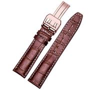 uHLANQC Bracelets de Montre pour Hommes, Raccords de Bracelet de Montre en Cuir de Veau Italien, Boucle Pliante for Hommes 20 22Mm(Brown Rosegold 2,22mm NO Clasp)