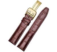 uHLANQC Bracelets de Montre pour Hommes, Raccords de Bracelet de Montre en Cuir de Veau Italien, Boucle Pliante for Hommes 20 22Mm(Brown Gold 1,20mm NO Clasp)