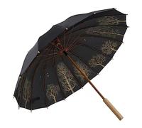 uHLANQC Parapluies pour la Pluie Parasol, Parapluie Classique Fait Main avec Manche en Bois for Femmes et Hommes(Black)