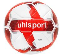 uhlsport Attack Addglue Ballon de Football Soccer Ballon d'entraînement - avec Nouvelle Technologie ADDGLUE - Blanc/Rouge/Argent - pour Jeunes et Actifs - FIFA Basic, 5