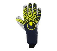 uhlsport Football Gants de Gardien de But Prediction Supergrip+ Finger Surround, Marine/Blanc/Jaune Fluo
