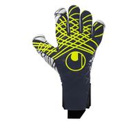 uhlsport Gants de Gardien de But de Football Prediction Ultragrip Skin Cut - agilité maximale et contrôle de Balle Maximum avec Une adhérence Ultime, 8, Marine/Blanc/Jaune Fluo