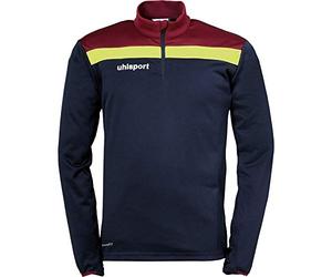 uhlsport Offense 23 1/4 Zip Top Sweat-Shirt pour Homme, Bleu Marine/Bordeaux/Jaune Fluo, M