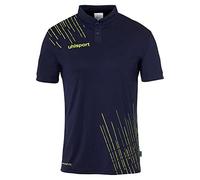 uhlsport Score 26 Poly Hommes Garcon, Polo Tee Shirt Football Fitness Gym pour Les Adultes et Les Jeunes, Bleu Marine/Jaune Fluo, L Men's