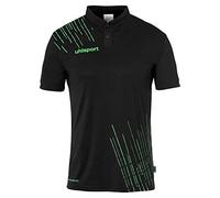 uhlsport Score 26 Poly Hommes Garcon, Polo Tee Shirt Football Fitness Gym pour Les Adultes et Les Jeunes, Noir/Vert Fluo, XL Men's