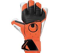 uhlsport Soft Resist+ Gants de Gardien de But Gloves pour Adultes et Enfants Football Foot Soccer - Convient à Tout Type de Surface - Orange Fluo/Blanc/Noir - Taille 10.5