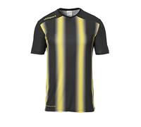 uhlsport Stripe 2.0 Kurzarm Maillot Enfant, Noir/Jaune Citron, 140 cm